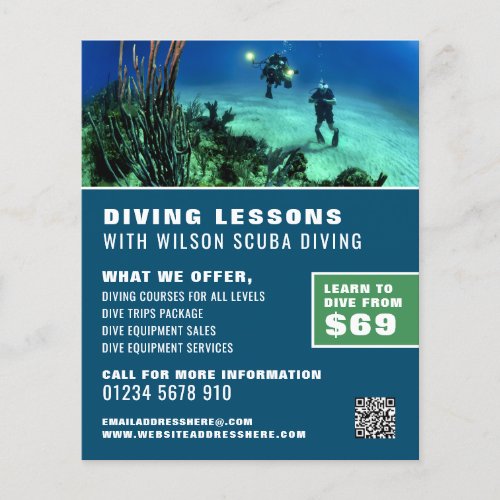 Deep Sea Divers Scuba Diving Lesson Advertising Flyer