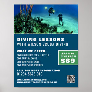 Deep Sea Divers, Scuba Diving Lesson Advertising Poster