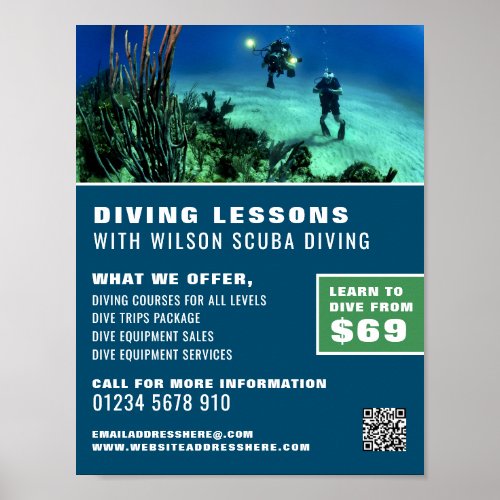 Deep Sea Divers Scuba Diving Lesson Advertising Poster
