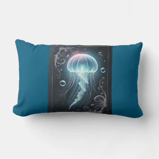 "Deep Sea Elegance: Jellyfish Glow  Design" Lumbar Pillow