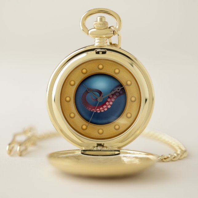 Deep Sea Expedition Ship's Porthole Octopus Pocket Watch (Inside)