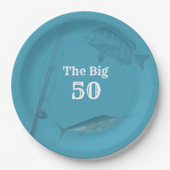 Deep Sea Fishing Birthday Party Theme Paper Plates (Front)