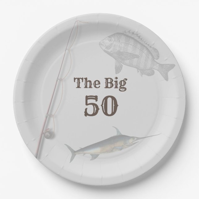 Deep Sea Fishing Birthday Party Theme Paper Plates (Front)
