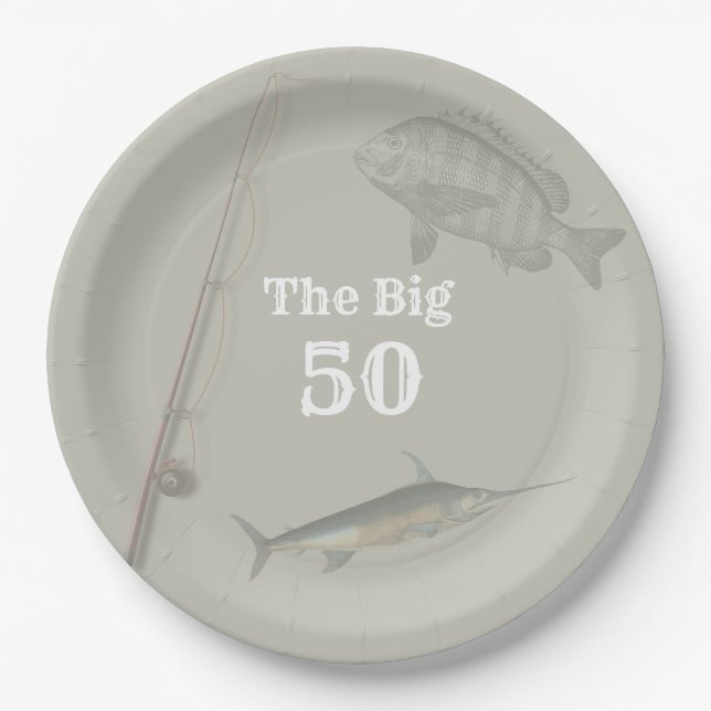 Deep Sea Fishing Birthday Party Theme Paper Plates (Front)