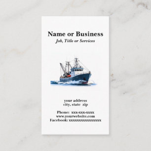 Deep sea fishing boat business card