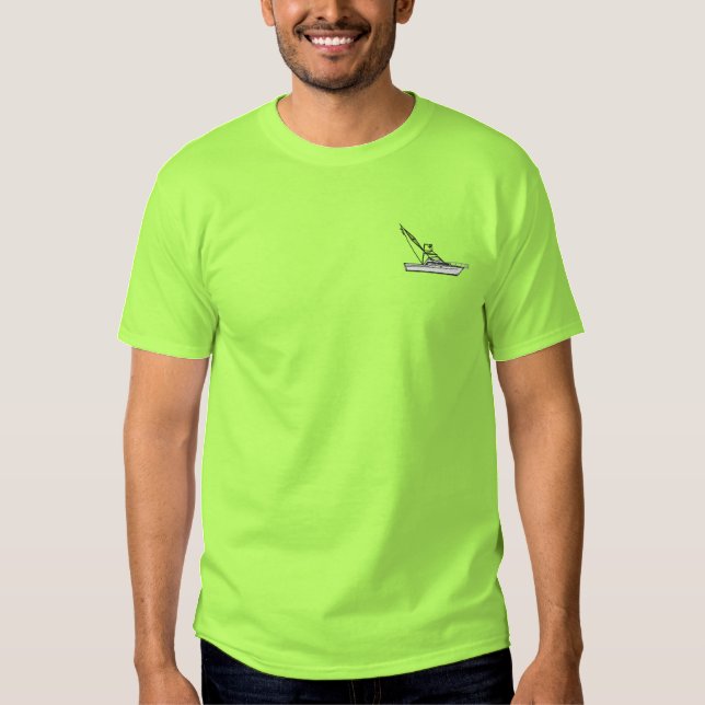 Deep-sea Fishing Boat Embroidered T-Shirt (Front)