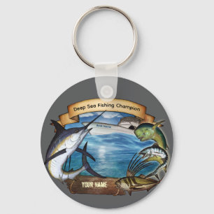 Deep Sea Fishing Champion (your name) Keychain