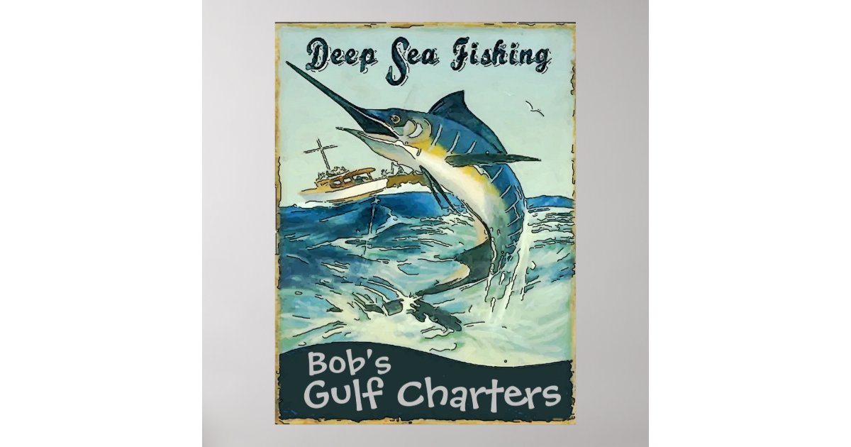 Deep Sea Fishing Charters, edit text Poster