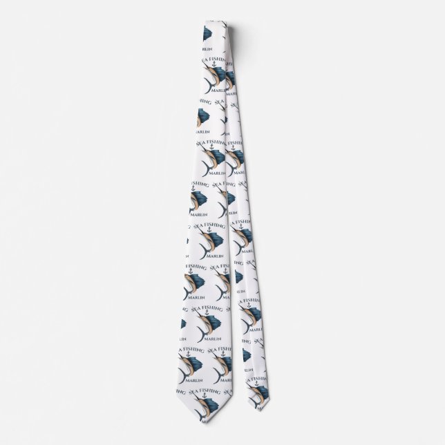 Deep Sea Fishing Marlin Neck Tie (Front)