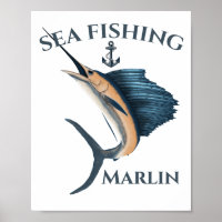 Marlin Swordfish Fishing Gift for Men Fisherman Gift Deep Sea | Canvas Print