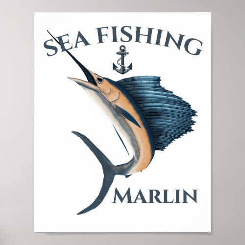 Deep Sea Fishing Marlin Poster