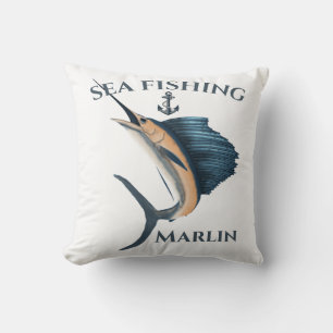 Deep Sea Fishing Marlin Throw Pillow