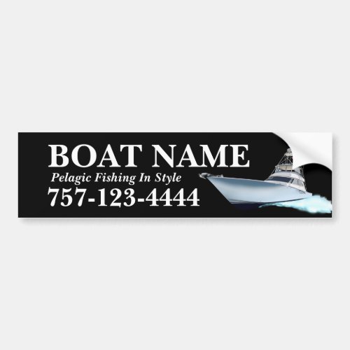 Deep Sea Fishing Yacht w Billfish Bumper Sticker