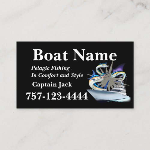 Deep Sea Fishing Yacht w Billfish Business Card