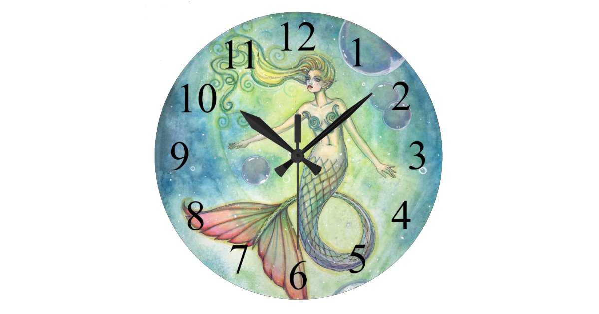 Deep Sea Galaxy Mermaid Wall Clock