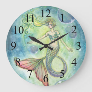 Deep Sea Galaxy Mermaid Wall Clock