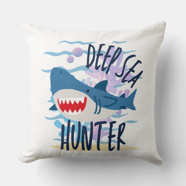 deep sea hunter throw pillow (Front)