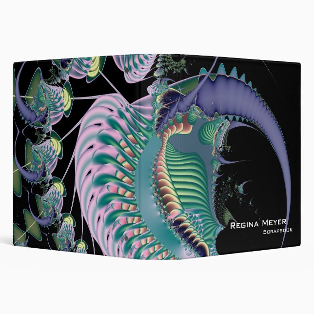 Deep Sea II · Fractal Art · Blue 3 Ring Binder (Background)