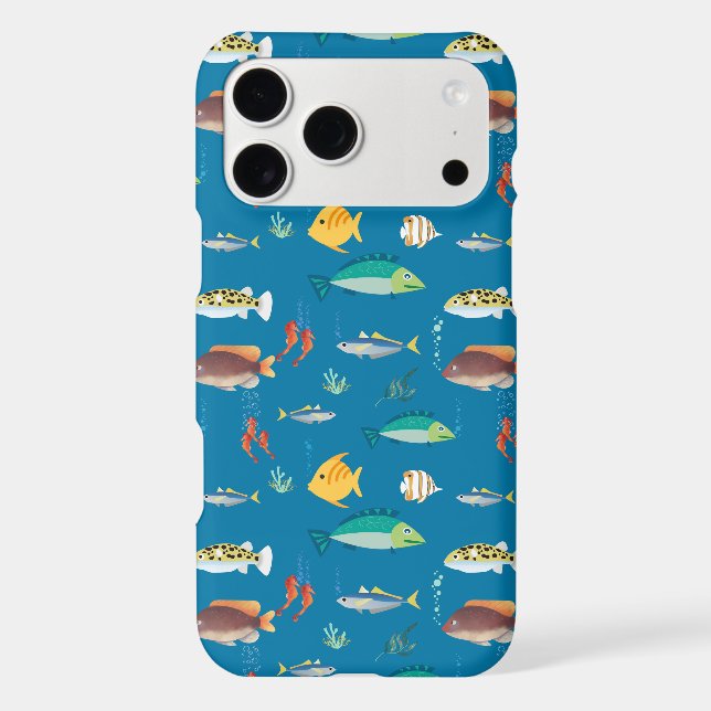 Deep Sea Life & Colorful Fish Seamless Pattern Iphone Case (Back)