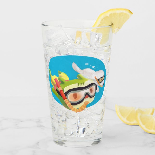 Deep Sea LOVE: Iron T & Smile Pup Snorkeling Glass (Back Ice)