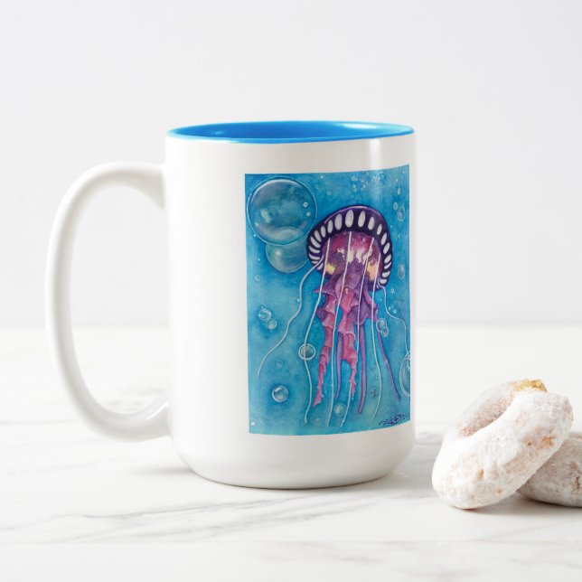 Deep Sea Medusa Two-Tone Coffee Mug (With Donut)