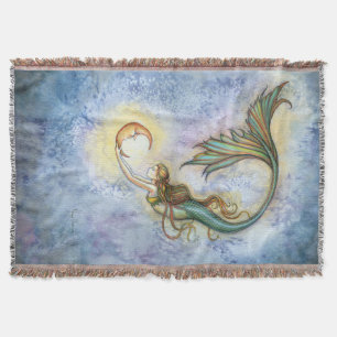 Deep Sea Moon Fantasy Art by Molly Harrison Throw Blanket