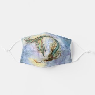 Deep Sea Moon Mermaid Art by Molly Harrison Cloth Face Mask