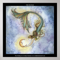Deep Sea Moon Mermaid Poster Print