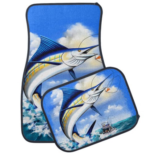 Deep Sea Ocean Atlantic Marlin Fishing Charter Car Floor Mat