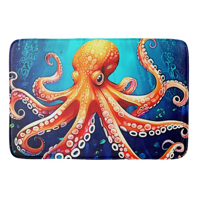 Deep Sea Octopus Glow Design Bath Mat (Front)