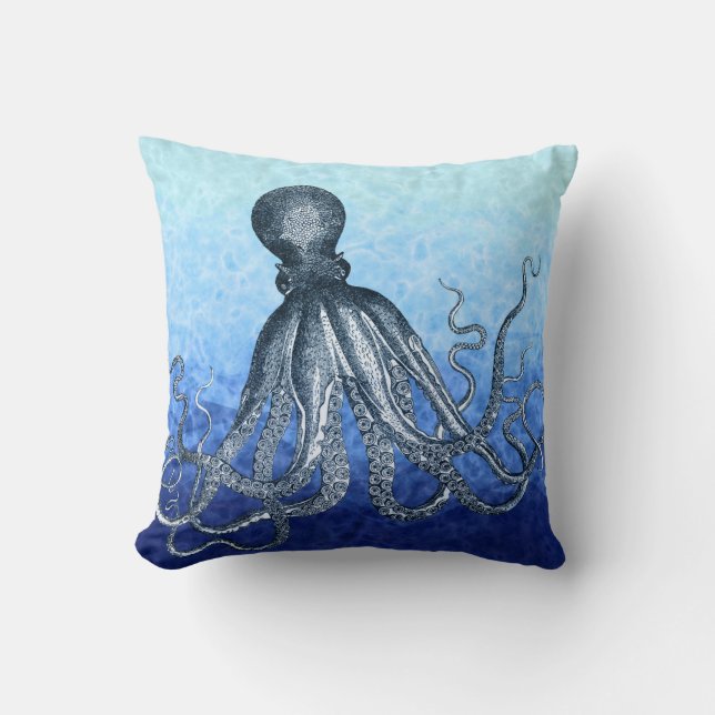 Deep Sea Octopus Throw Pillow (Front)