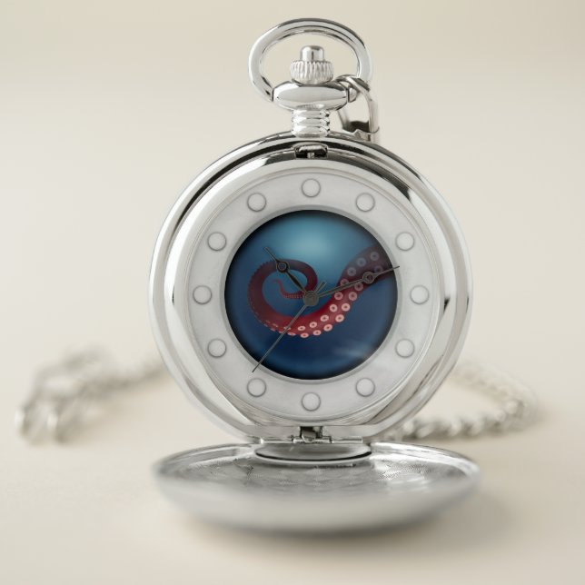 Deep Sea Porthole Octopus Steampunk Marine Life Pocket Watch (Inside)