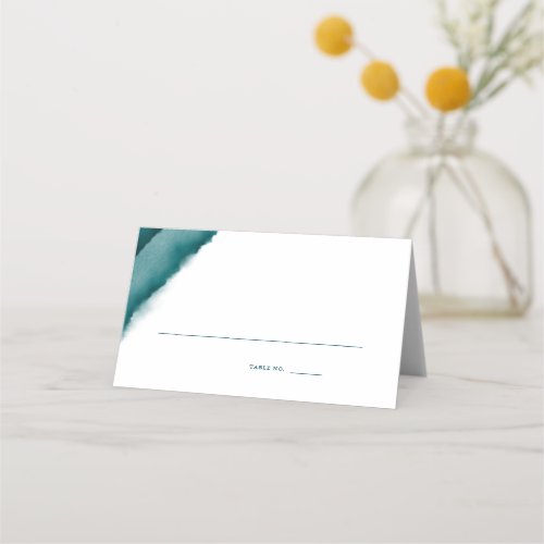 Deep Sea Teal Watercolor Wedding Escort  Place Card