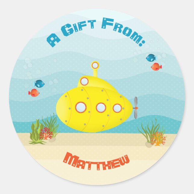 Deep Sea Yellow Submarine Classic Round Sticker (Front)