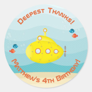 Deep Sea Yellow Submarine Classic Round Sticker