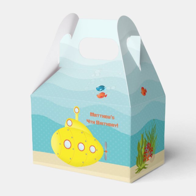 Deep Sea Yellow Submarine Favor Boxes (Back Side)