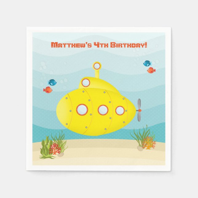 Deep Sea Yellow Submarine Napkins (Front)