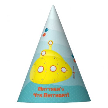 Deep Sea Yellow Submarine Party Hat by LifesSweetBlessings at Zazzle