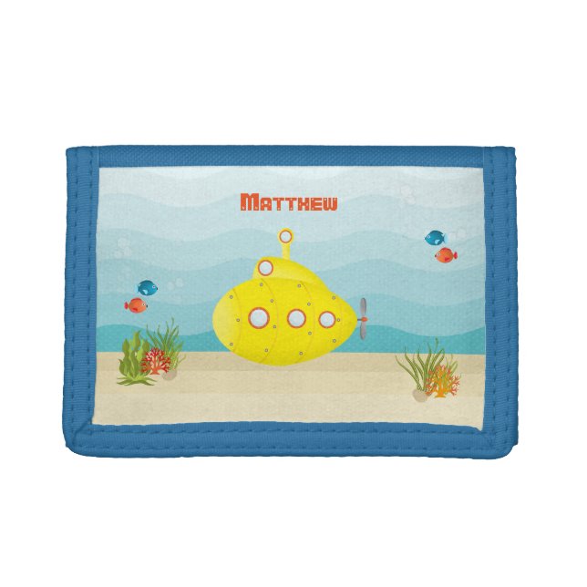 Deep Sea Yellow Submarine Tri-fold Wallet (Front)