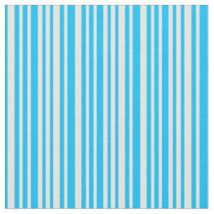 Deep Sky Blue and Beige Colored Lines Fabric