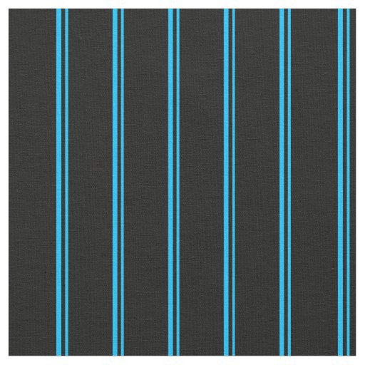 Deep Sky Blue and Black Striped/Lined Pattern Fabric