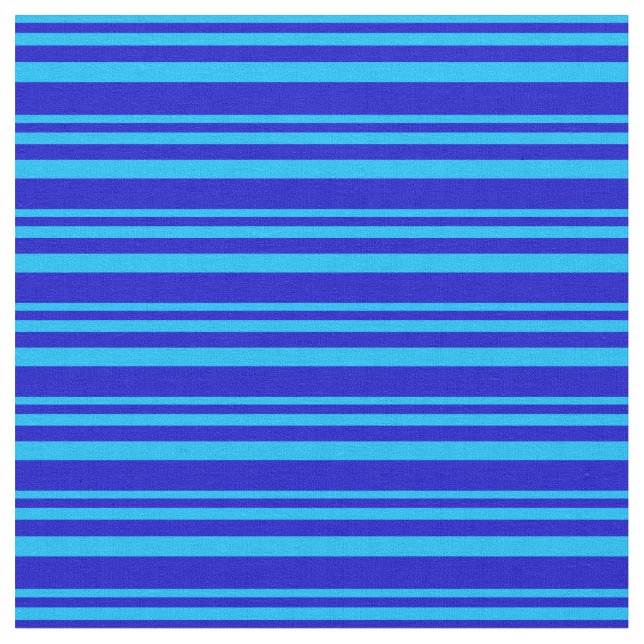 Deep Sky Blue and Blue Lines Pattern Fabric (Close Up)