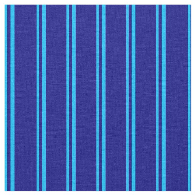 Deep Sky Blue and Blue Striped/Lined Pattern Fabric (Close Up)