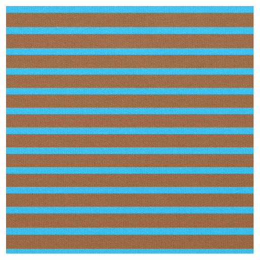 Deep Sky Blue and Brown Lines/Stripes Pattern Fabric