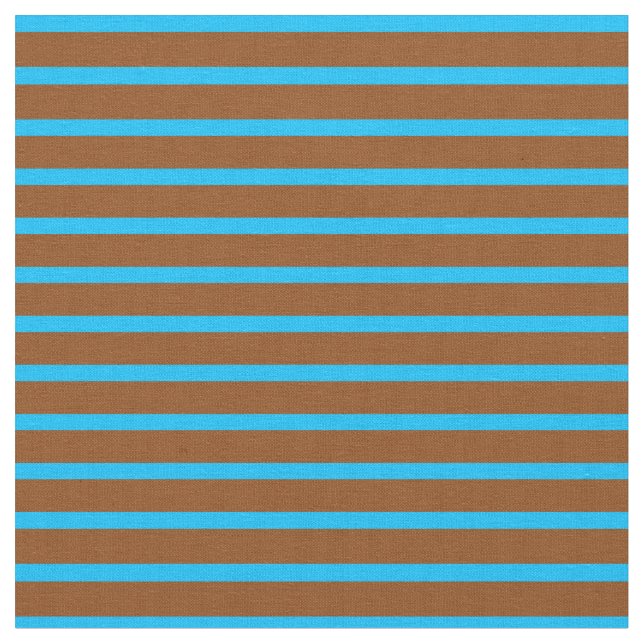 Deep Sky Blue and Brown Lines/Stripes Pattern Fabric (Close Up)