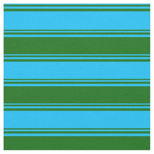 Deep Sky Blue and Dark Green Colored Lines Fabric