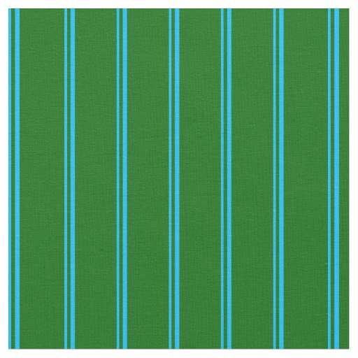 Deep Sky Blue and Dark Green Pattern Fabric