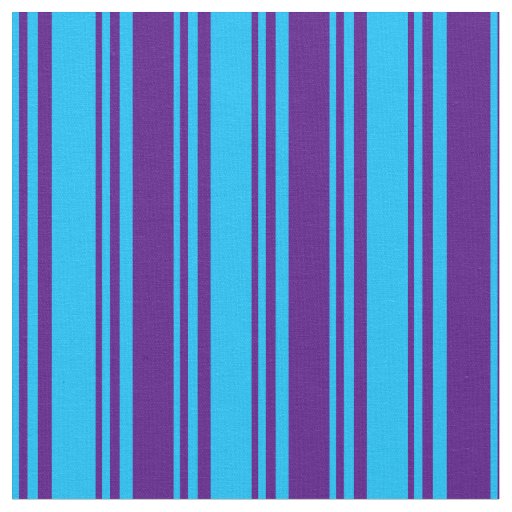 Deep Sky Blue and Indigo Lines Fabric