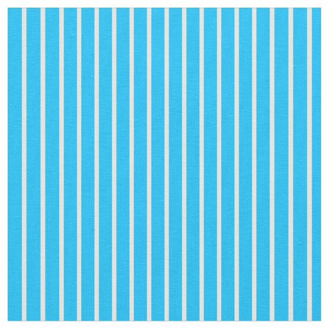 Deep Sky Blue and Mint Cream Stripes Fabric (Close Up)