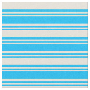 Deep Sky Blue & Beige Lined/Striped Pattern Fabric